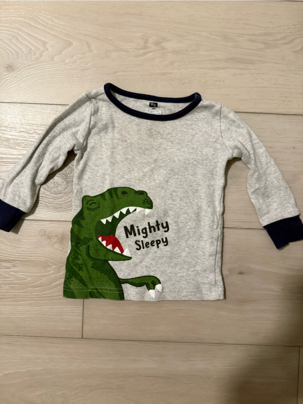 Toddler 'Mighty Sleepy' Grey & Green Dinosaur Pajama Top